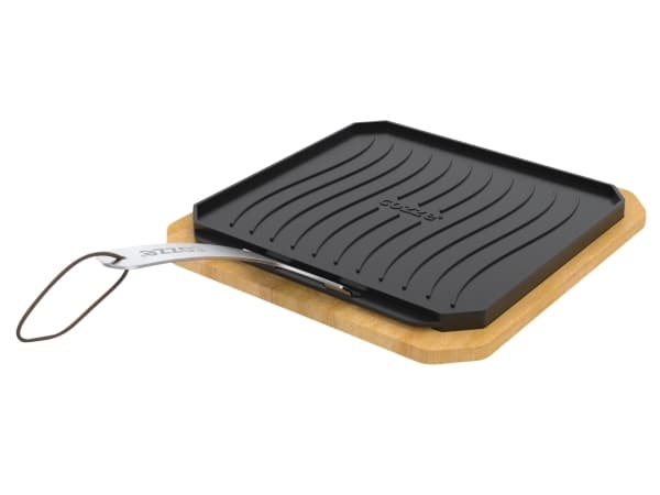 Cozze® vendbar støbejernspande med bordskåner 330 x 330 mm.