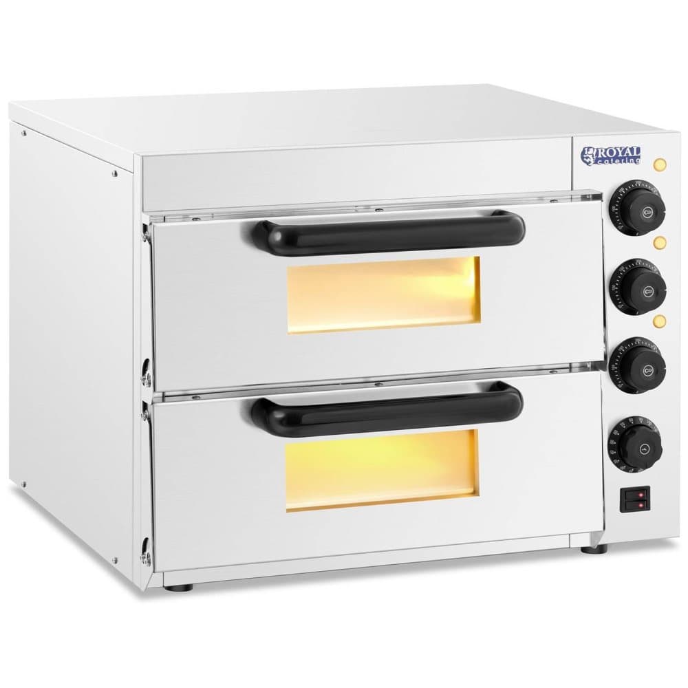 Royal Catering Pizzaugn - 2 kammare - Royal Catering - Chamotte - 3,000 W - 2 x Ø 36 cm