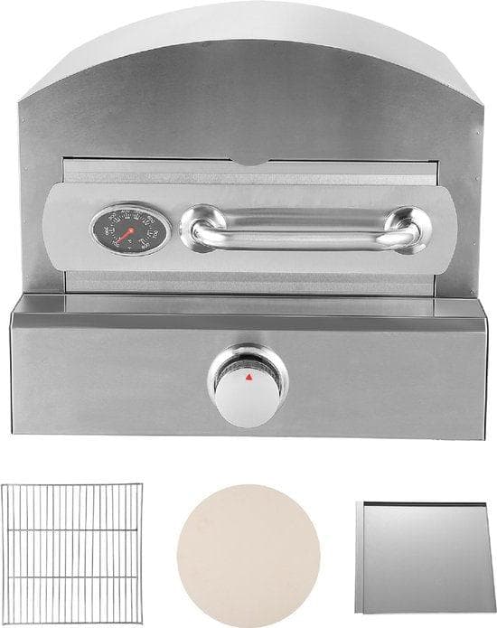 Gas Pizza Oven - Professional Pizza Oven - Outdoor Kitchen - Pizza Gourmet - Barbecue - Rostfritt stål - Upp till 800 ° C - Silver