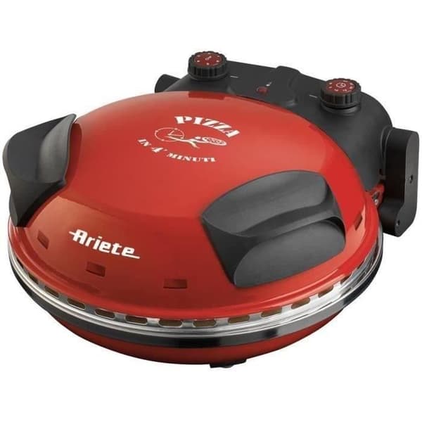 ARIETE Elektrisk Pizzaugn - Röd - Eldfast sten - 1200W - Diameter 33cm - Max temperatur 400°C