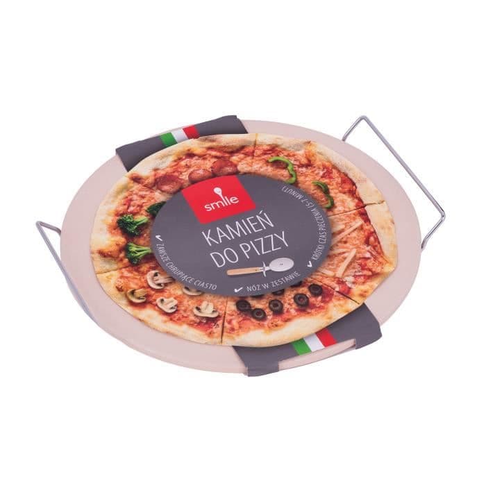 Pizzasten, Bröd, Scones, 33 cm, Chamotte Clay, Metal Support Smile SKP-1