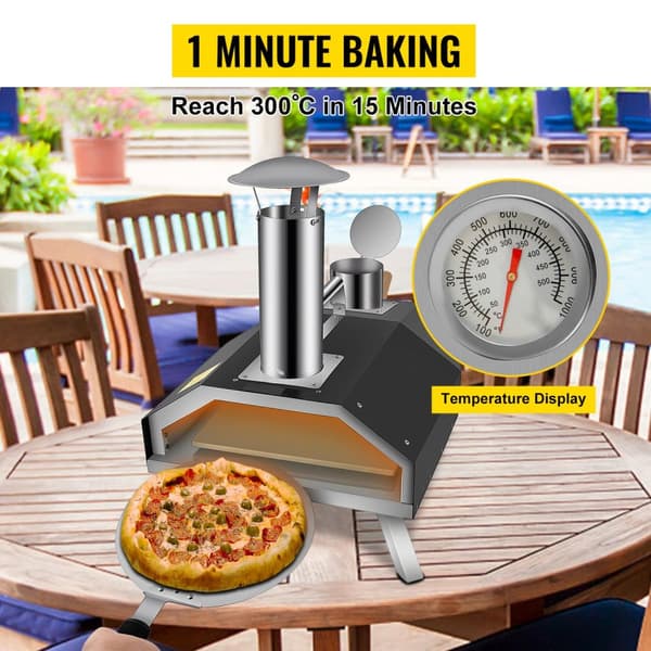 12-tums bärbar multifunktionell pizzaugn med kompletta tillbehör, snabb uppvärmning, bra värmebevarande, lätt att använda/rengöra