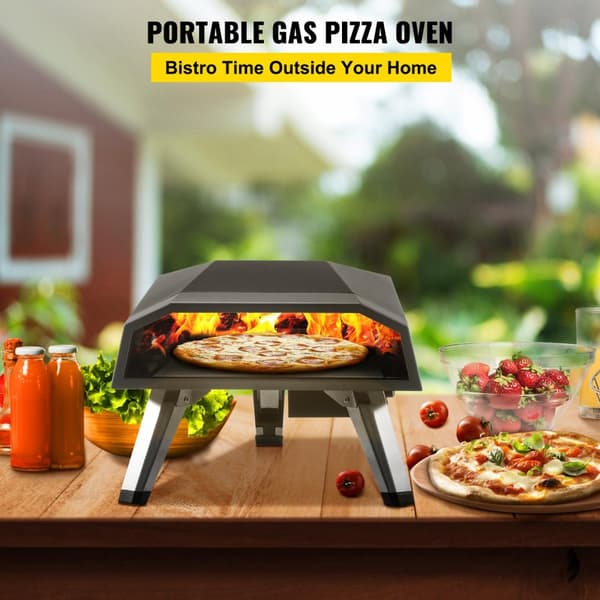 bärbar gaspizzaugn med 12" pizzasten och kompletta tillbehör, snabb och jämn uppvärmning, välisolerad, lätt att använda och rengöra