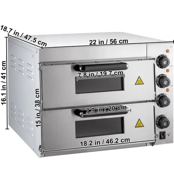 3000W 14" dubbellager kommersiell bänkskiva pizzaugn, exakt kontroll, jämn uppvärmning, timerfunktion, genomtänkta detaljer