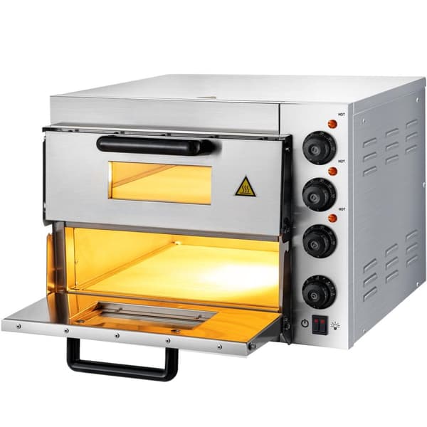 3000W 14" dubbellager kommersiell bänkskiva pizzaugn, exakt kontroll, jämn uppvärmning, timerfunktion, genomtänkta detaljer