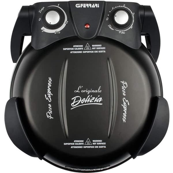 Delizia G3Ferrari Svart pizzaugn - 1200W - Temperatur upp till 390°C - Eldfast sten - Timer