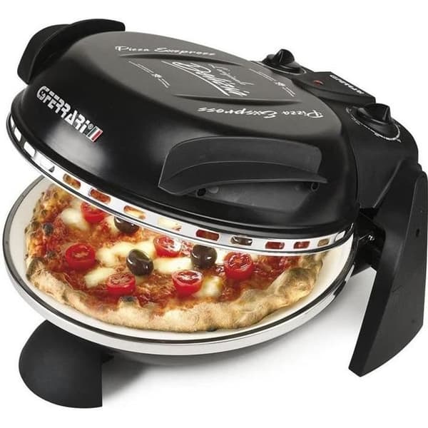 Delizia G3Ferrari Svart pizzaugn - 1200W - Temperatur upp till 390°C - Eldfast sten - Timer