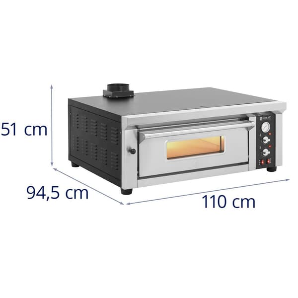 Royal Catering - Elektrisk pizzaugn - 4 x 33 cm - 1 kammare - 4200 W - Chamottesten