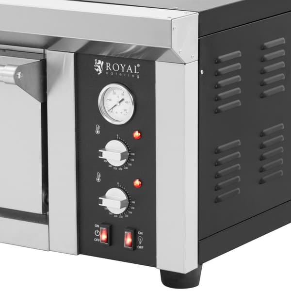 Royal Catering - Elektrisk pizzaugn - 4 x 33 cm - 1 kammare - 4200 W - Chamottesten