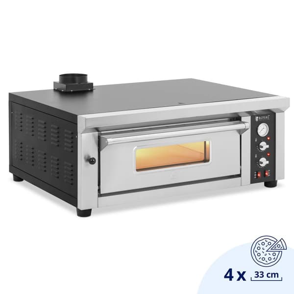 Royal Catering - Elektrisk pizzaugn - 4 x 33 cm - 1 kammare - 4200 W - Chamottesten