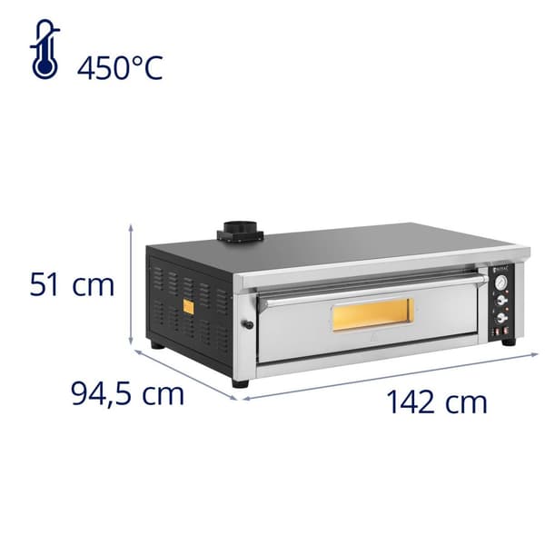 Royal Catering - Elektrisk pizzaugn - 6 x 33 cm - 1 kammare - 6600 W - 400 V - Chamottesten