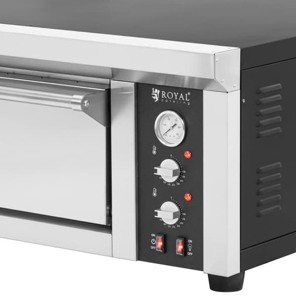 Royal Catering - Elektrisk pizzaugn - 6 x 33 cm - 1 kammare - 6600 W - 400 V - Chamottesten