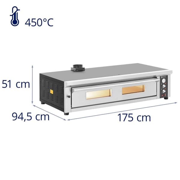 Royal Catering - Elektrisk pizzaugn - 8 x 33 cm - 1 kammare - 8400 W - 400 V - Chamottesten