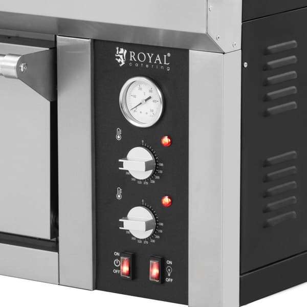 Royal Catering - Elektrisk pizzaugn - 8 x 33 cm - 1 kammare - 8400 W - 400 V - Chamottesten