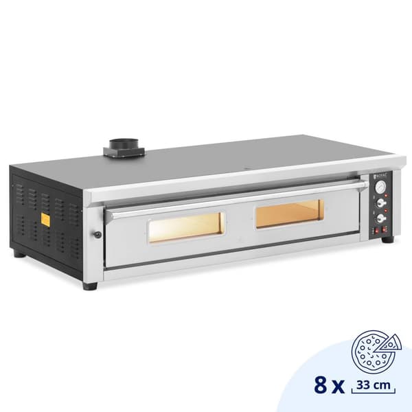Royal Catering - Elektrisk pizzaugn - 8 x 33 cm - 1 kammare - 8400 W - 400 V - Chamottesten