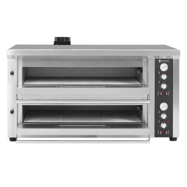 Royal Catering - Elektrisk pizzaugn - 6+6 x 33 cm - 2 kammare - 13 200 W - 400 V - Chamottesten