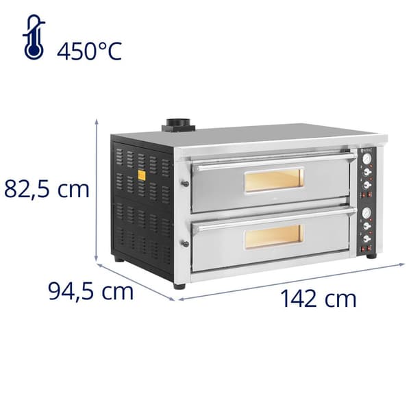 Royal Catering - Elektrisk pizzaugn - 6+6 x 33 cm - 2 kammare - 13 200 W - 400 V - Chamottesten
