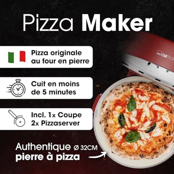 Pizzaugn - Clatronic - Italiensk stenpizza - 350°C - El