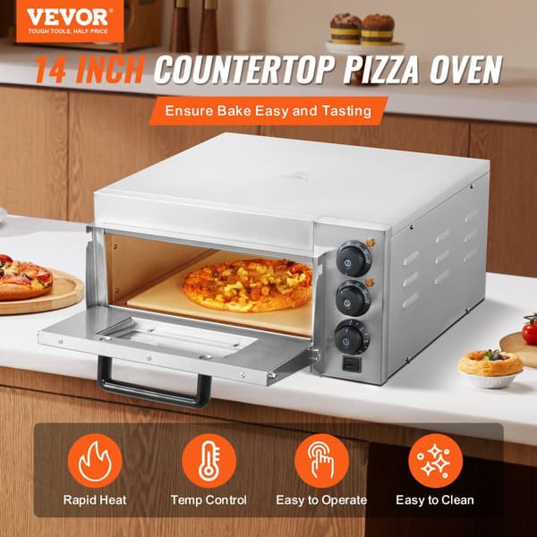 Elektrisk Pizzaovn, 500W Effekt, 122-662℉ Temperaturinterval, Kompakt Størrelse