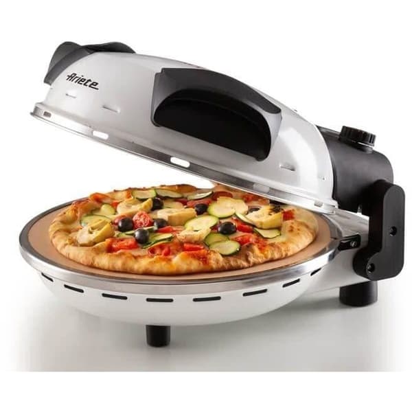 ARIETE Electric Pizza Ugn - 918 - Vit - Eldfast sten - 1200W - Diameter 33cm - Max temperatur 400°C