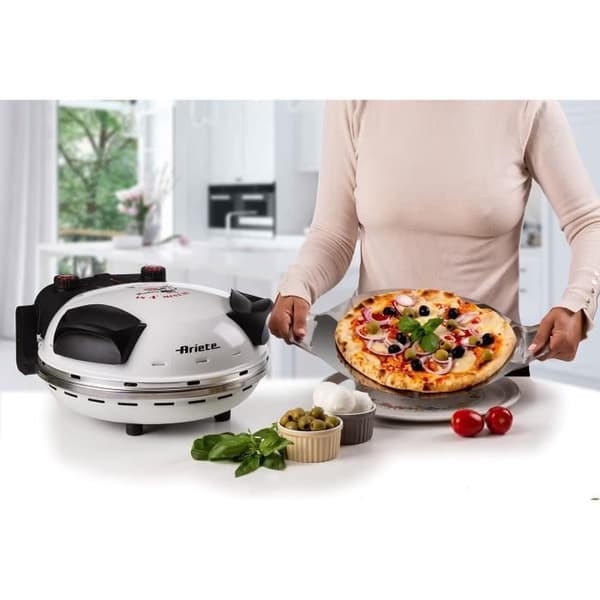 ARIETE Electric Pizza Ugn - 918 - Vit - Eldfast sten - 1200W - Diameter 33cm - Max temperatur 400°C