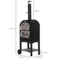 Miniatyrbild 3 av 9: Utomhus Pizzaugn, 2-I-1 med hjul, 63x54x161 cm, Svart