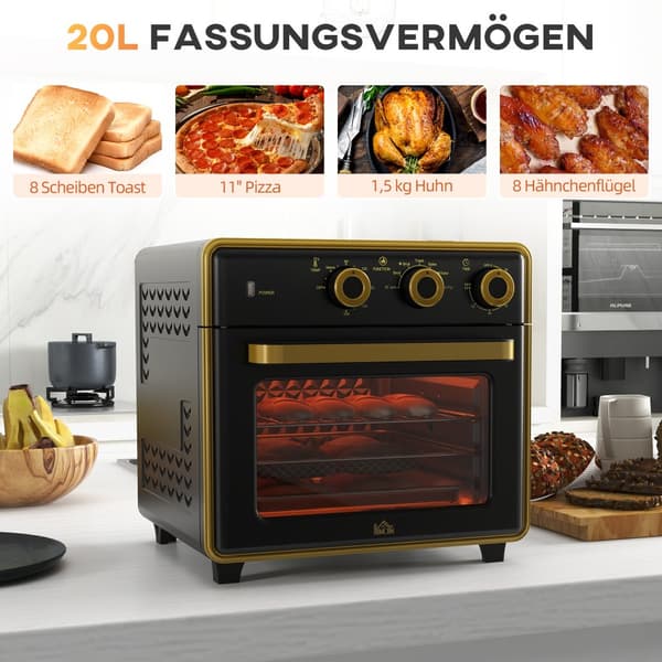 Liten ugn, 20L 1400W, 36x37.7x34.5 cm, Svart