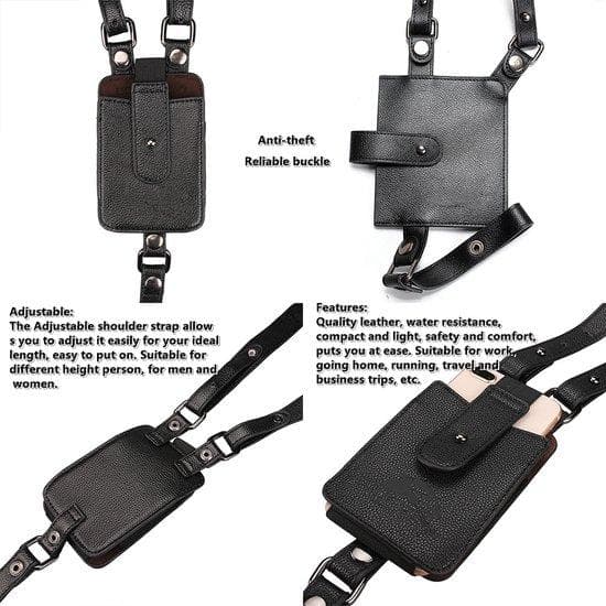 Safety Hidden Holster - Men Leather Anti Stöld Safety Hidden Holster - Underarm Pouch - Double Shoulder Phone Case Wallet Bag - Brown