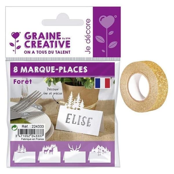 Skogsjulbord bordskort + gyllene glitter maskeringstejp 5 m