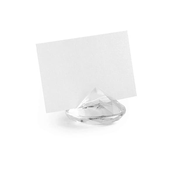 10 Diamantformade platskort klara 4 x 3 cm - Transparent