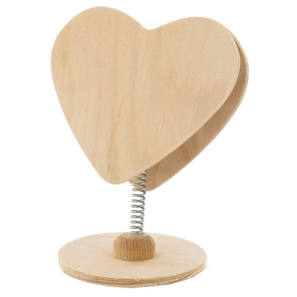 Skylt - Fjäderhjärtan - Beige - Massivt trä - 12,5 cm - Inredningsdekoration