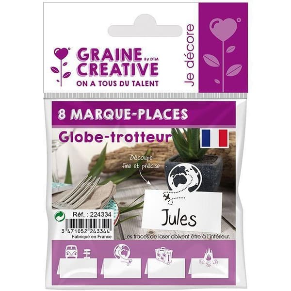 Märkesplatser - Graine Creative - Globe Trotteur - 8 modeller - Vit - 220g/m2