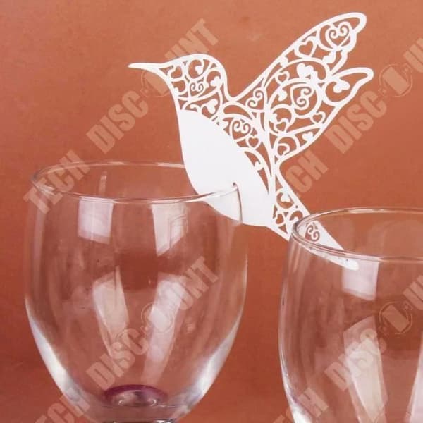 TD® 50 delar glasdekorationsset, fågelformat bord-inskription namnkort plats-glas genombrutna vit bröllopsfest