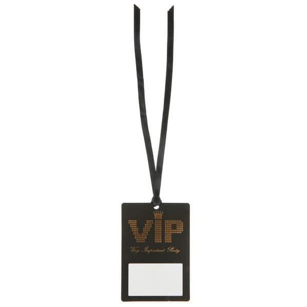 Platskort - VIP Pass - Svart - Set om 10 - 3x7cm - Satinband