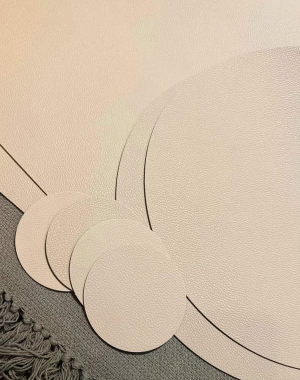Underlägg Läderlook Beige/Svart 4-pack