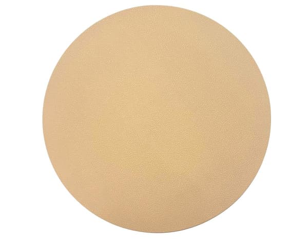 Underlägg Runt Läderlook Beige/Svart 4-pack