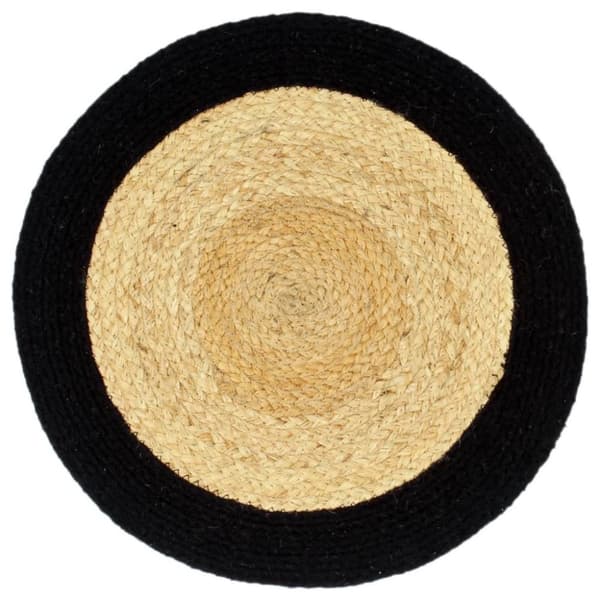 vidaXL dækkeservietter 6 stk. 38 cm jute og bomuld natur og sort