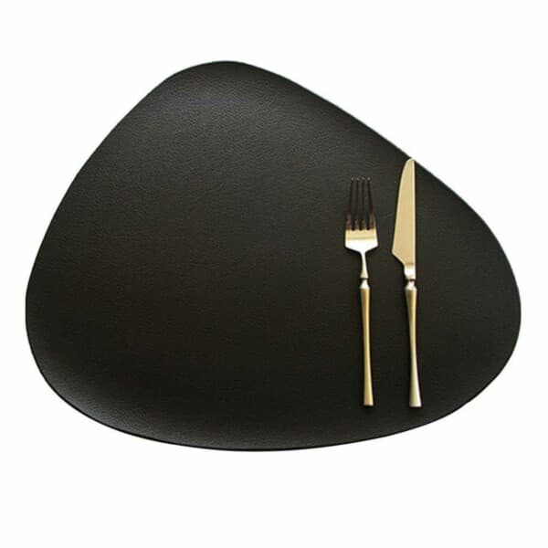 4-pakke bord tablet i kunstigt læder afrundet sort 43x36cm