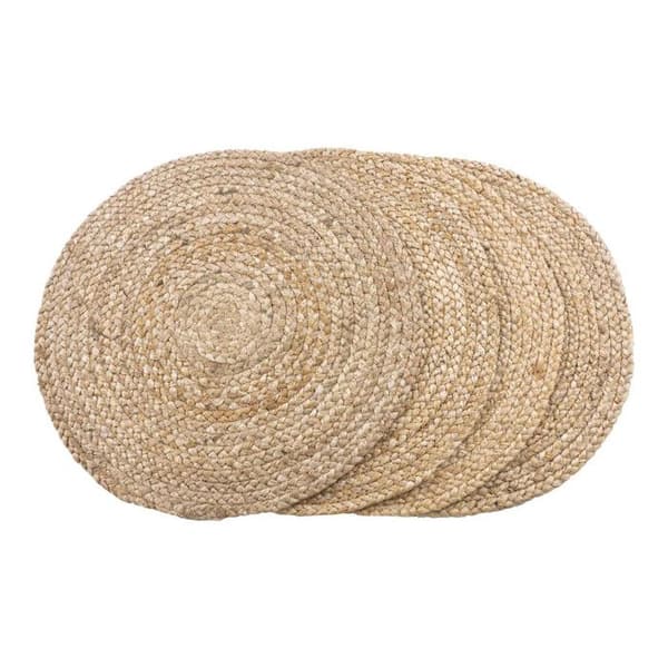 4st bordstabletter i flätad jute Ø 38 cm