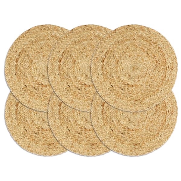 vidaXL Tabletit 6 kpl luonnollinen 38 cm pyöreä juutti -  Pöytätabletit