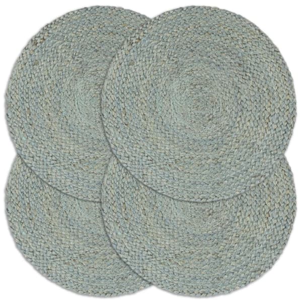 vidaXL Bordstabletter 4 st olivgrön 38 cm rund jute -  Bordstabletter
