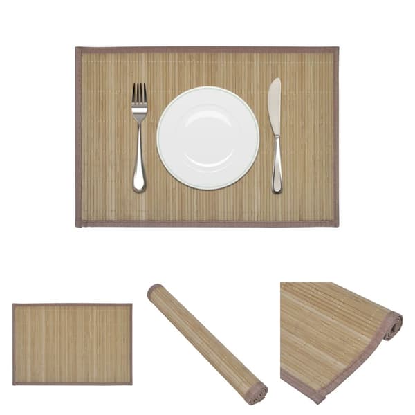 6 Bordstabletter i bambu 30 x 45 cm brun -  Bordstabletter