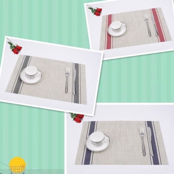 Set med 4 tvättbara PVC bordstabletter Halkfri Slitbeständig Värmebeständig 45cmx30cm (grå)