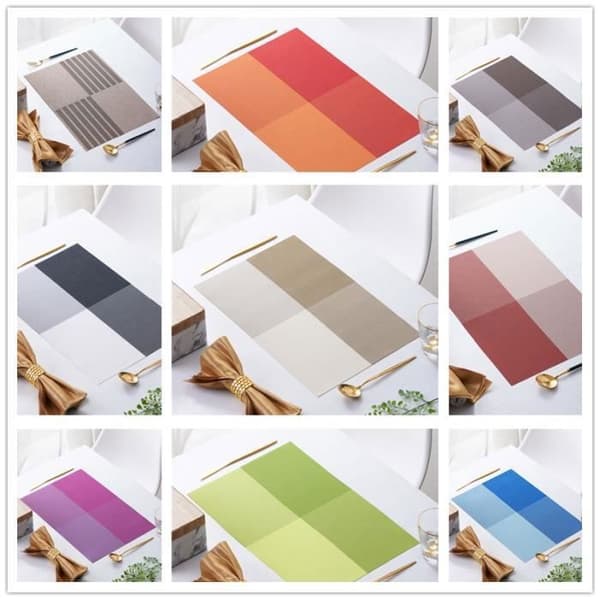Set med 4 tvättbara PVC bordstabletter Halkfri Slitbeständig Värmebeständig 45cmx30cm (svartgrå och vit)