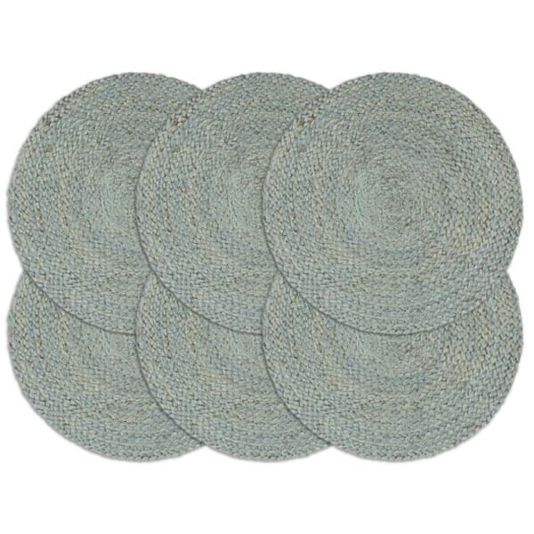 Bordstabletter 6 st olivgrön 38 cm rund jute