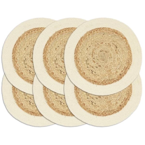 Bordstabletter 6 st naturlig 38 cm rund jute och bomull