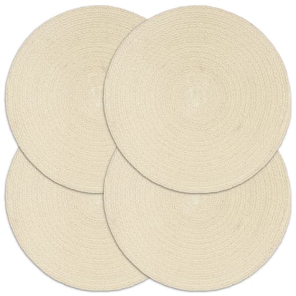 Bordstabletter 4 st naturlig 38 cm rund bomull