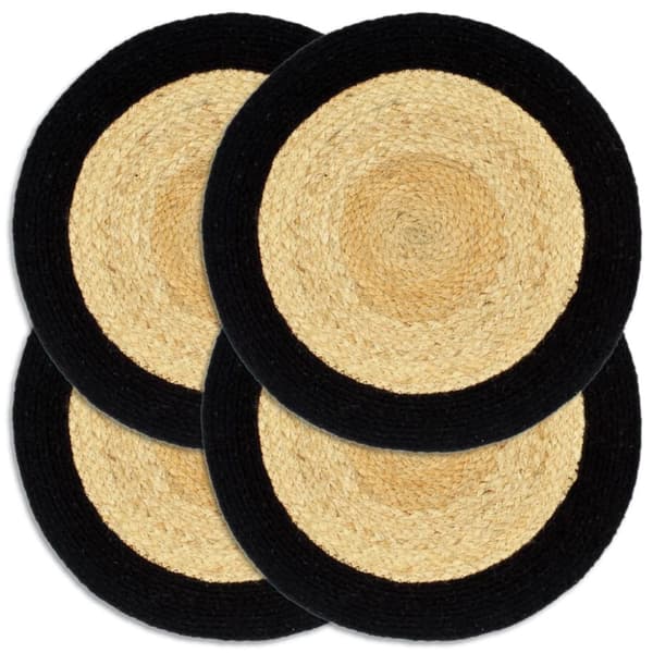 Bordstabletter 4 st naturlig och svart 38 cm jute och bomull
