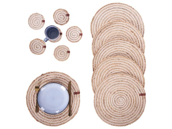 Sett med 12 Bordbrikker Dekkbrikker Naturlig Jute 35/10 cm Håndlaget Hjemmeinnredning Spisestue Boho