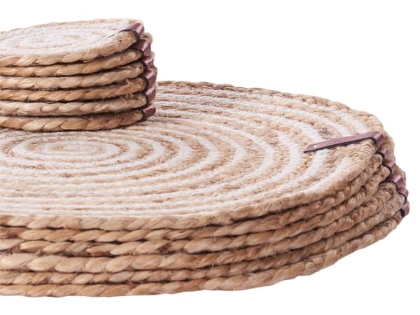 Sett med 12 Bordbrikker Dekkbrikker Naturlig Jute 35/10 cm Håndlaget Hjemmeinnredning Spisestue Boho